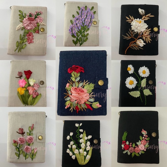 Daisy Embroidery Passport Wallet, Birthday Gift, Versatile Washable, White/Tan - Picture 10 of 13